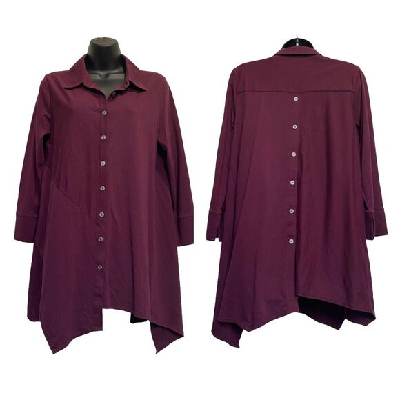 Soft Surroundings Santa Barbara Button Down Asymmetrical Hem Tunic Sz M - Picture 7 of 7